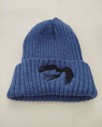 Utherium Gold Royal Blue knitted beanie skull cap